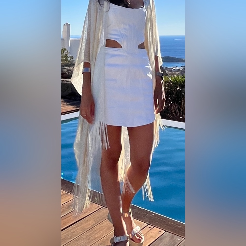 Zara White Cut Out Mini Dress, size XS